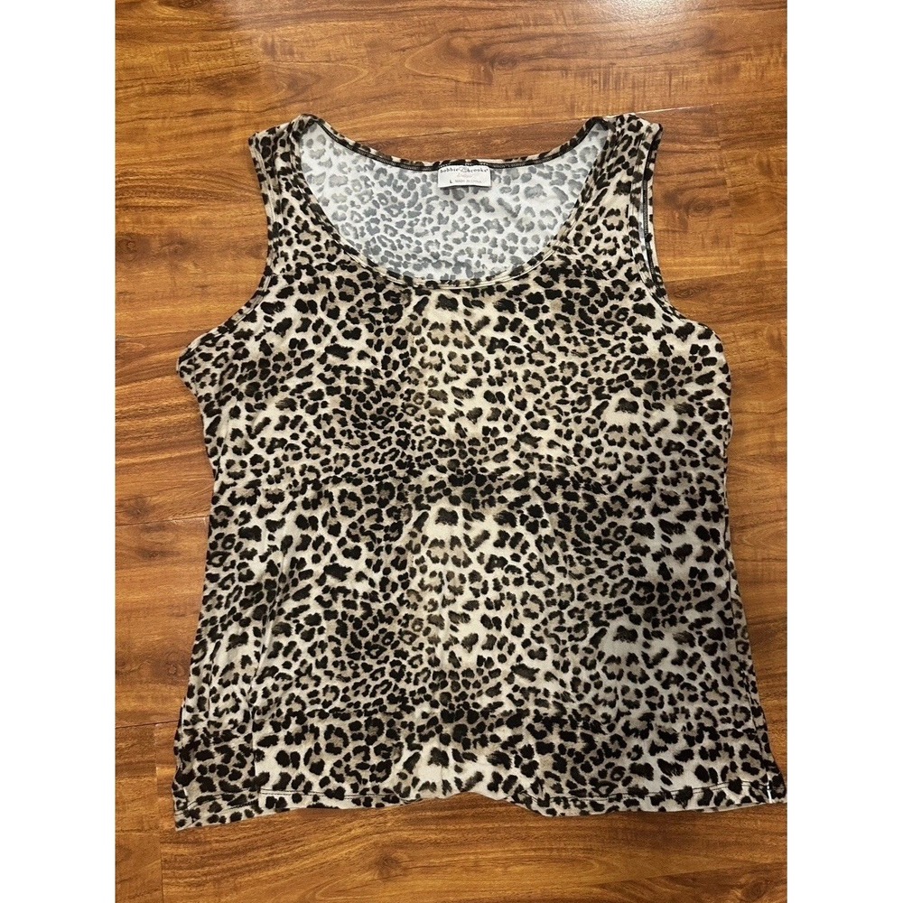Bobbie Brooks Leopard Print Womens Tank Top Blouse Animal Print Y2K Large L